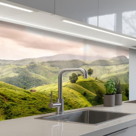 SALPICADEROS DE COCINA Paisaje - Colinas - Verde 100x60