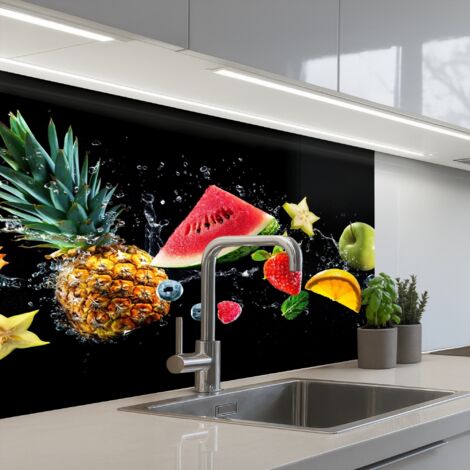 SALPICADEROS DE COCINA Splash - Fruta - Negro 80x60