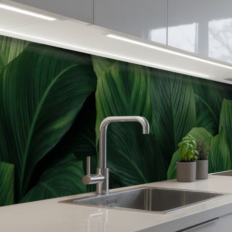 SALPICADEROS DE COCINA Naturaleza - Tropical - Hojas - Verde 500x80