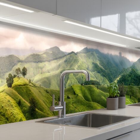 SALPICADEROS DE COCINA Paisaje - Colinas - Verde 350x60