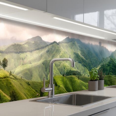 SALPICADEROS DE COCINA Paisaje - Colinas - Verde 500x60