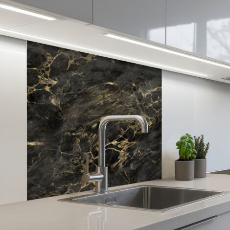 SALPICADEROS DE COCINA Negro - Mármol - Oro - Nerf 80x80