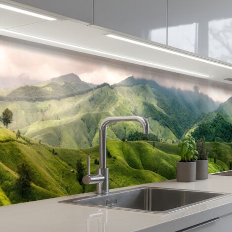 SALPICADEROS DE COCINA Paisaje - Colinas - Verde 500x80