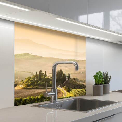 SALPICADEROS DE COCINA Paisaje - Toscana - Luz matinal 80x80
