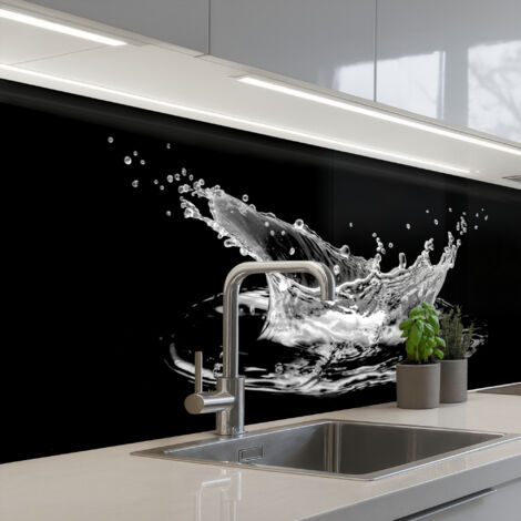 SALPICADEROS DE COCINA Agua - Salpicaduras - Agua - Negro 200x80