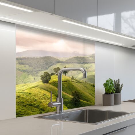 SALPICADEROS DE COCINA Paisaje - Colinas - Verde 80x80