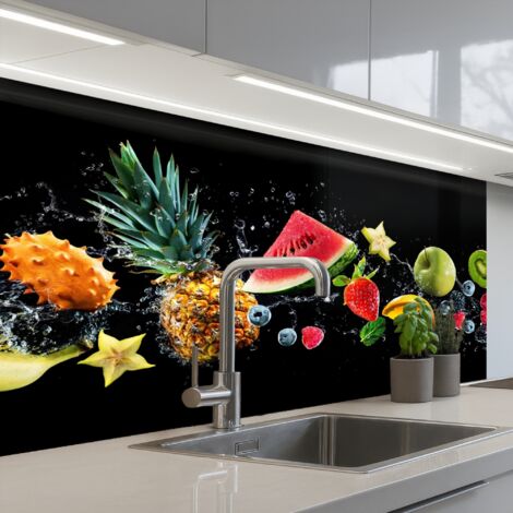SALPICADEROS DE COCINA Splash - Fruta - Negro 100x60