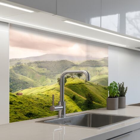 SALPICADEROS DE COCINA Paisaje - Colinas - Verde 100x80