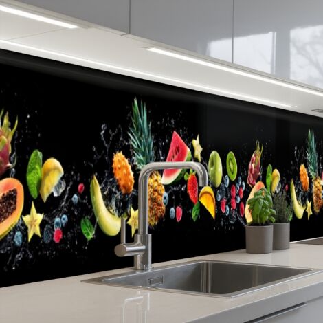 SALPICADEROS DE COCINA Splash - Fruta - Negro 450x60