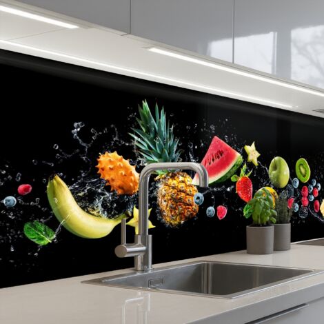 SALPICADEROS DE COCINA Splash - Fruta - Negro 200x60