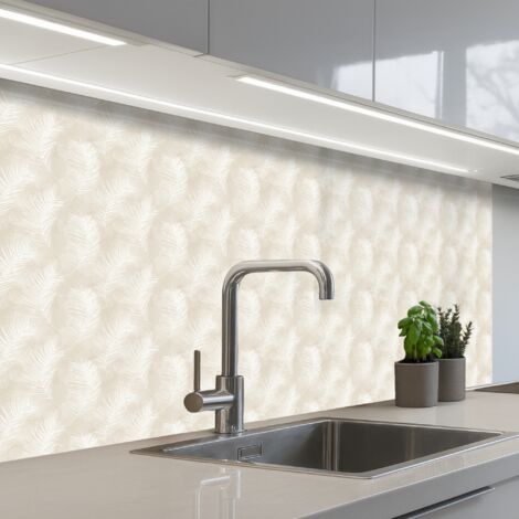 SALPICADEROS DE COCINA Hojas - Beige - Blanco - Botánico - Naturaleza 100x60
