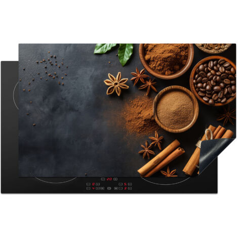 PROTECTOR DE PLACAS DE INDUCCIÓN Canela - Hormigón - Café - Canela en rama - Especias Tapa Protectora De Cocina 83x51 cm