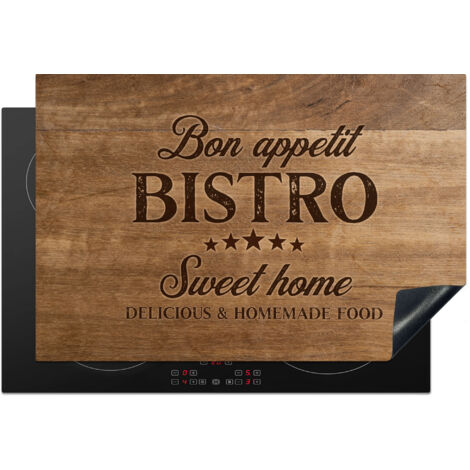 PROTECTOR DE PLACAS DE INDUCCIÓN Cita - Bistro - Buen provecho - Dulce hogar - Textura de madera Cocina 78x52 cm