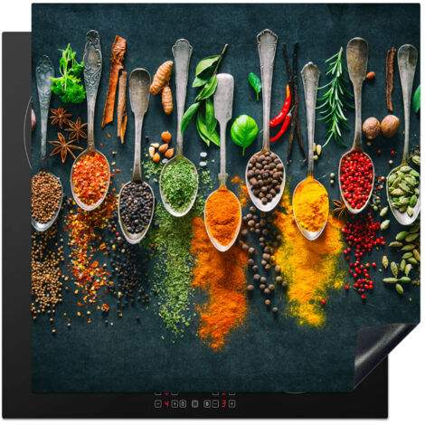 PROTECTOR DE PLACAS DE INDUCCIÓN Hierbas - Especias - Cucharas Tapa Protectora De Cocina 78x78 cm