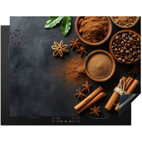 PROTECTOR DE PLACAS DE INDUCCIÓN Canela - Hormigón - Café - Canela en rama - Especias Tapa Protectora De Cocina 77x59 cm