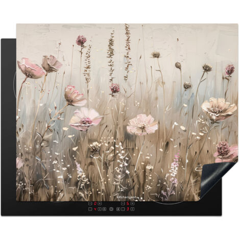 PROTECTOR DE PLACAS DE INDUCCIÓN Flores - Beige - Flores secas Tapa Para Induccion 65x52 cm