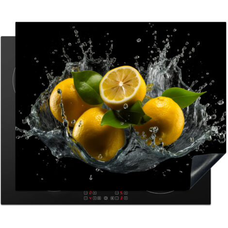 PROTECTOR DE PLACAS DE INDUCCIÓN Limón - Fruta - Amarillo - Negro Tapa Para Induccion 65x52 cm