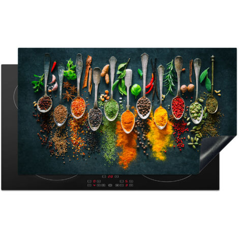 PROTECTOR DE PLACAS DE INDUCCIÓN Hierbas - Especias - Cucharas Tapa Protectora De Cocina 91.2x52 cm