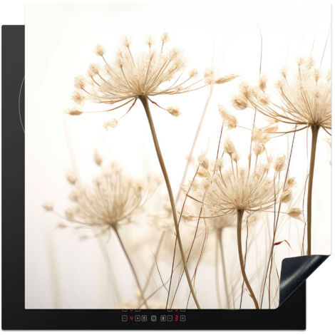 PROTECTOR DE PLACAS DE INDUCCIÓN Flores - Blanco - Luz solar Tapa Protectora De Cocina 78x78 cm