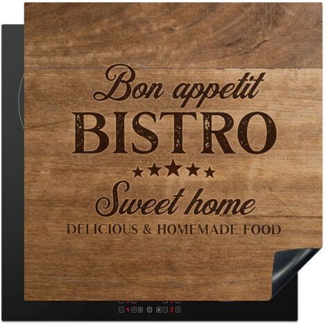 PROTECTOR DE PLACAS DE INDUCCIÓN Cita - Bistro - Buen provecho - Dulce hogar - Textura de madera Tapa Protectora De Cocina 78x78 cm
