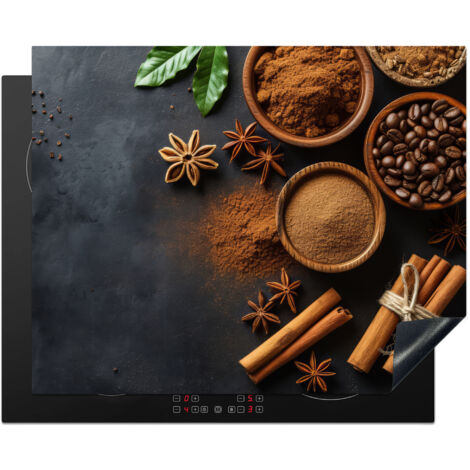 PROTECTOR DE PLACAS DE INDUCCIÓN Canela - Hormigón - Café - Canela en rama - Especias Tapa Para Induccion 65x52 cm
