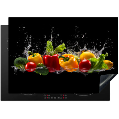 PROTECTOR DE PLACAS DE INDUCCIÓN Pimiento dulce - Agua - Vegetal - Negro Tapa Para Induccion 75x52 cm