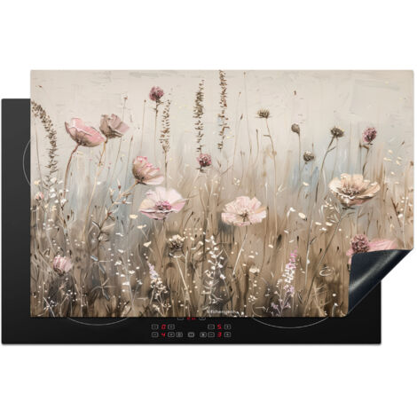 PROTECTOR DE PLACAS DE INDUCCIÓN Flores - Beige - Flores secas Cocina 80x52 cm