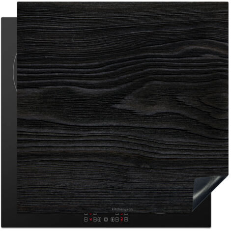 PROTECTOR DE PLACAS DE INDUCCIÓN Negro - Aspecto madera Tapa Protectora De Cocina 78x78 cm