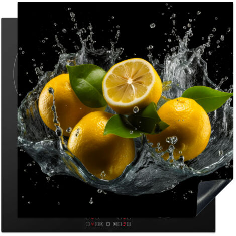 PROTECTOR DE PLACAS DE INDUCCIÓN Limón - Fruta - Amarillo - Negro Tapa Protectora De Cocina 78x78 cm