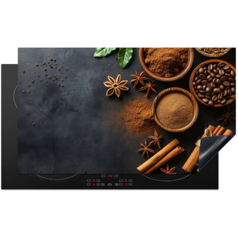 PROTECTOR DE PLACAS DE INDUCCIÓN Canela - Hormigón - Café - Canela en rama - Especias Tapa Protectora De Cocina 91.2x52 cm