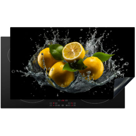PROTECTOR DE PLACAS DE INDUCCIÓN Limón - Fruta - Amarillo - Negro Cocina 90x52 cm