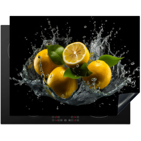 PROTECTOR DE PLACAS DE INDUCCIÓN Limón - Fruta - Amarillo - Negro Tapa Protectora De Cocina 77x59 cm