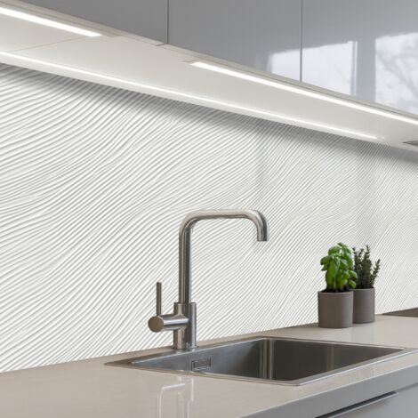 SALPICADEROS DE COCINA Waves - Ribbing - Blanco 200x80