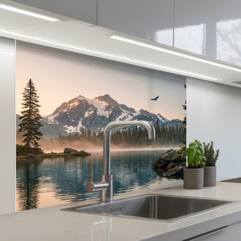 SALPICADEROS DE COCINA Montañas - Agua - Árboles 100x80