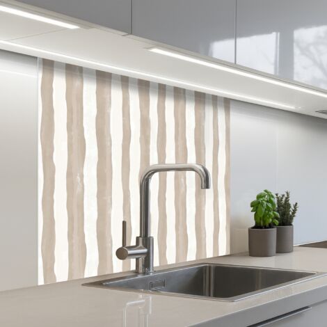 SALPICADEROS DE COCINA Minimalista - Rayas - Beige 80x80