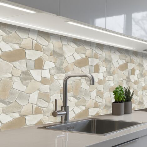 SALPICADEROS DE COCINA Mosaico - Piedras - Beige 200x80