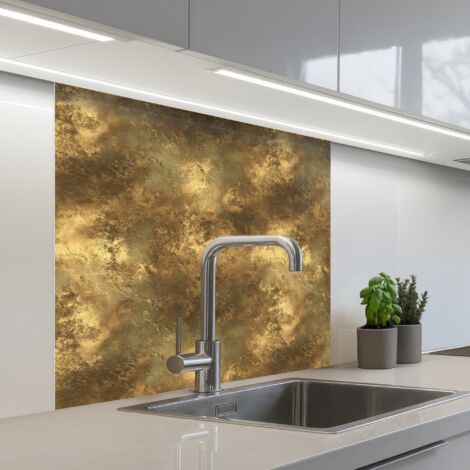 SALPICADEROS DE COCINA Antiguo - aspecto metálico - Oro 80x80