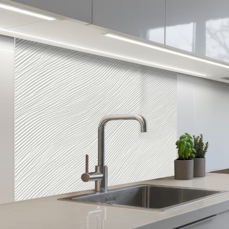 SALPICADEROS DE COCINA Waves - Ribbing - Blanco 100x80