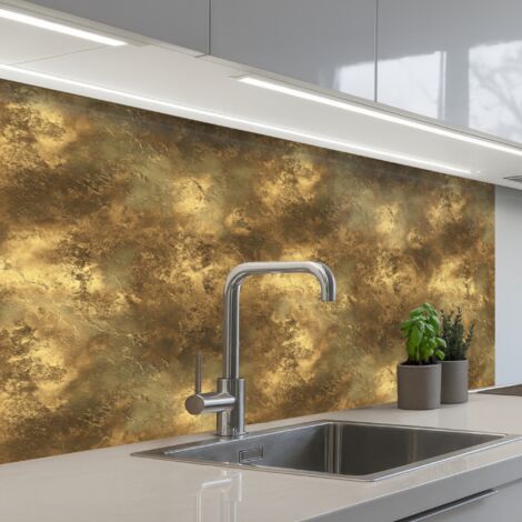 SALPICADEROS DE COCINA Antiguo - aspecto metálico - Oro 100x60
