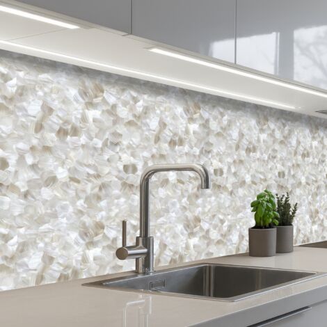 SALPICADEROS DE COCINA Blanco - Pinceladas - Efecto relieve 300x80