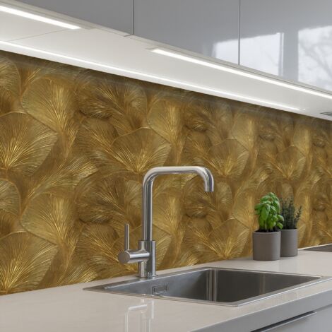 SALPICADEROS DE COCINA Ecológico - Líneas - Oro 200x80