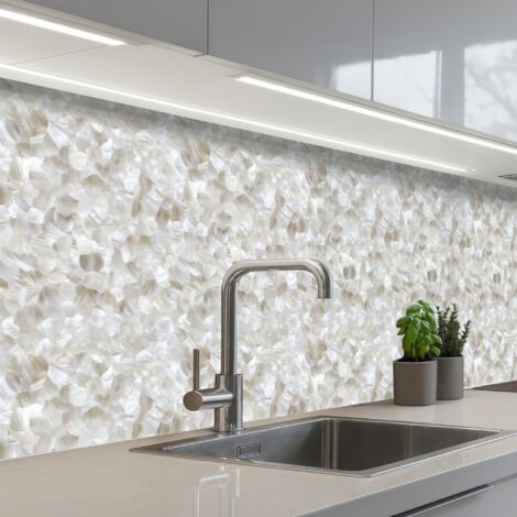 SALPICADEROS DE COCINA Blanco - Pinceladas - Efecto relieve 400x80
