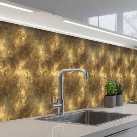 SALPICADEROS DE COCINA Antiguo - aspecto metálico - Oro 350x60