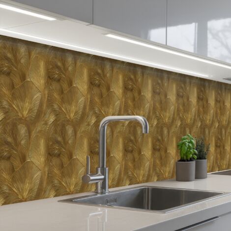 SALPICADEROS DE COCINA Ecológico - Líneas - Oro 350x60