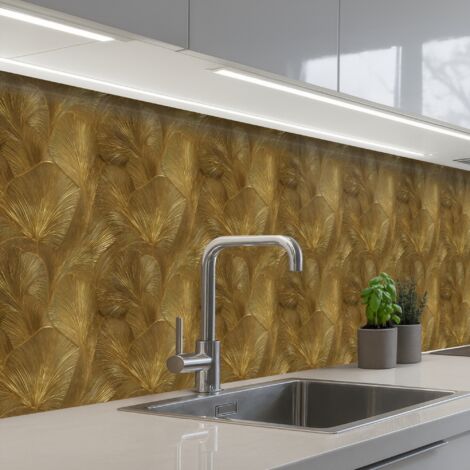 SALPICADEROS DE COCINA Ecológico - Líneas - Oro 300x60
