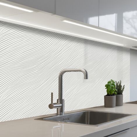 SALPICADEROS DE COCINA Waves - Ribbing - Blanco 100x60
