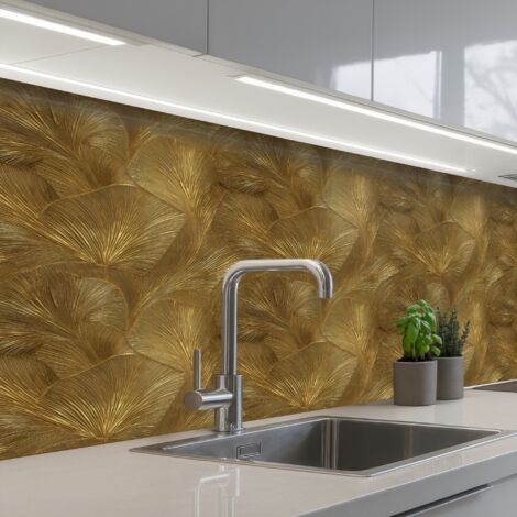 SALPICADEROS DE COCINA Ecológico - Líneas - Oro 150x60