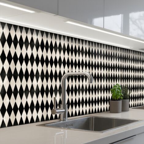 SALPICADEROS DE COCINA Clásico - Patrón - Negro 500x80