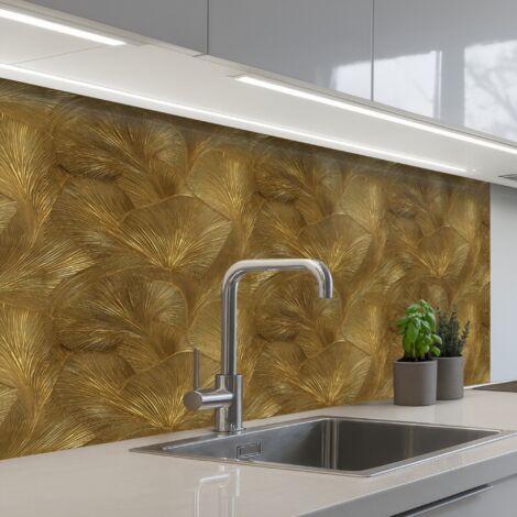 SALPICADEROS DE COCINA Ecológico - Líneas - Oro 100x60