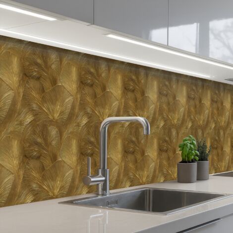 SALPICADEROS DE COCINA Ecológico - Líneas - Oro 400x80